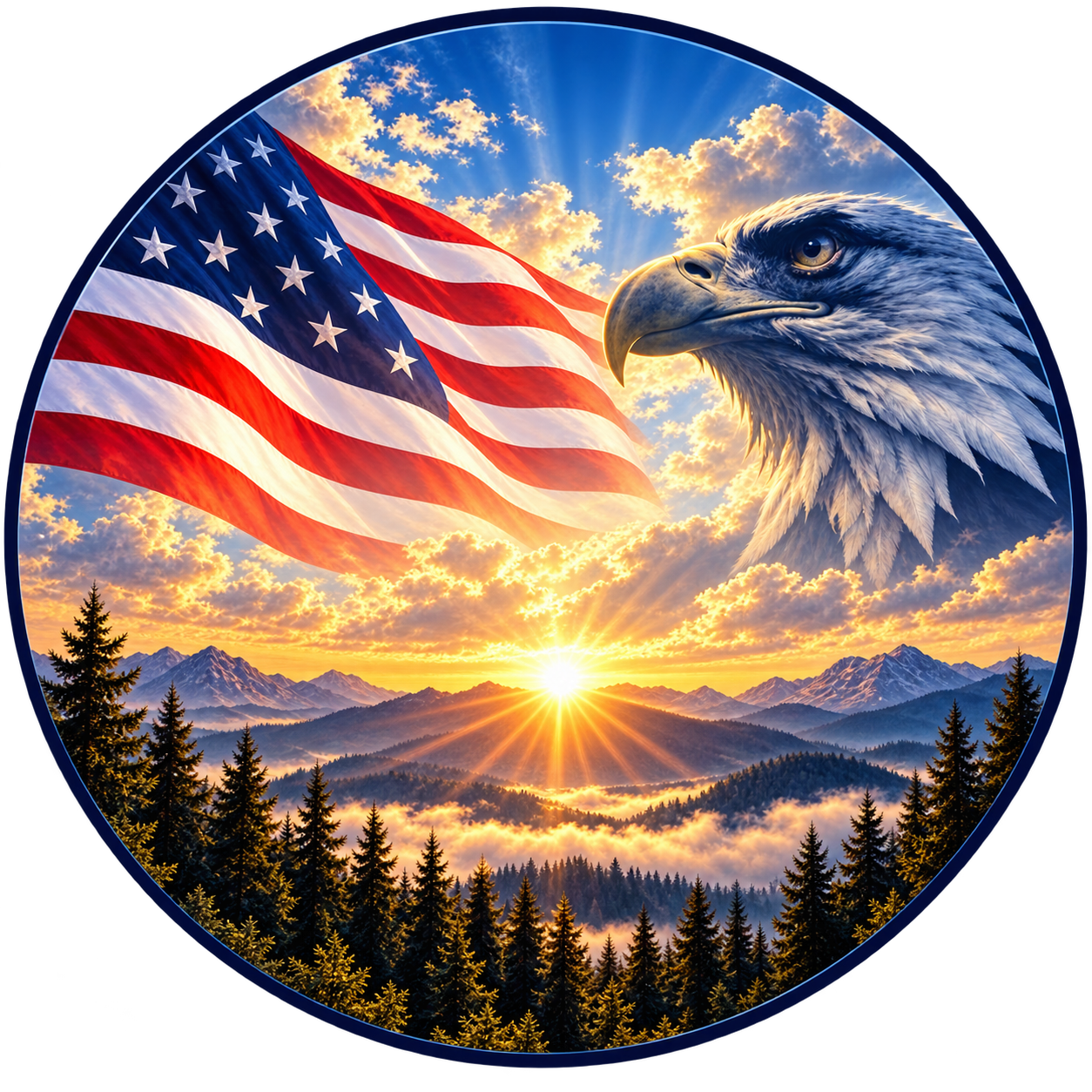 White American Rights round eagle and American flag logo
